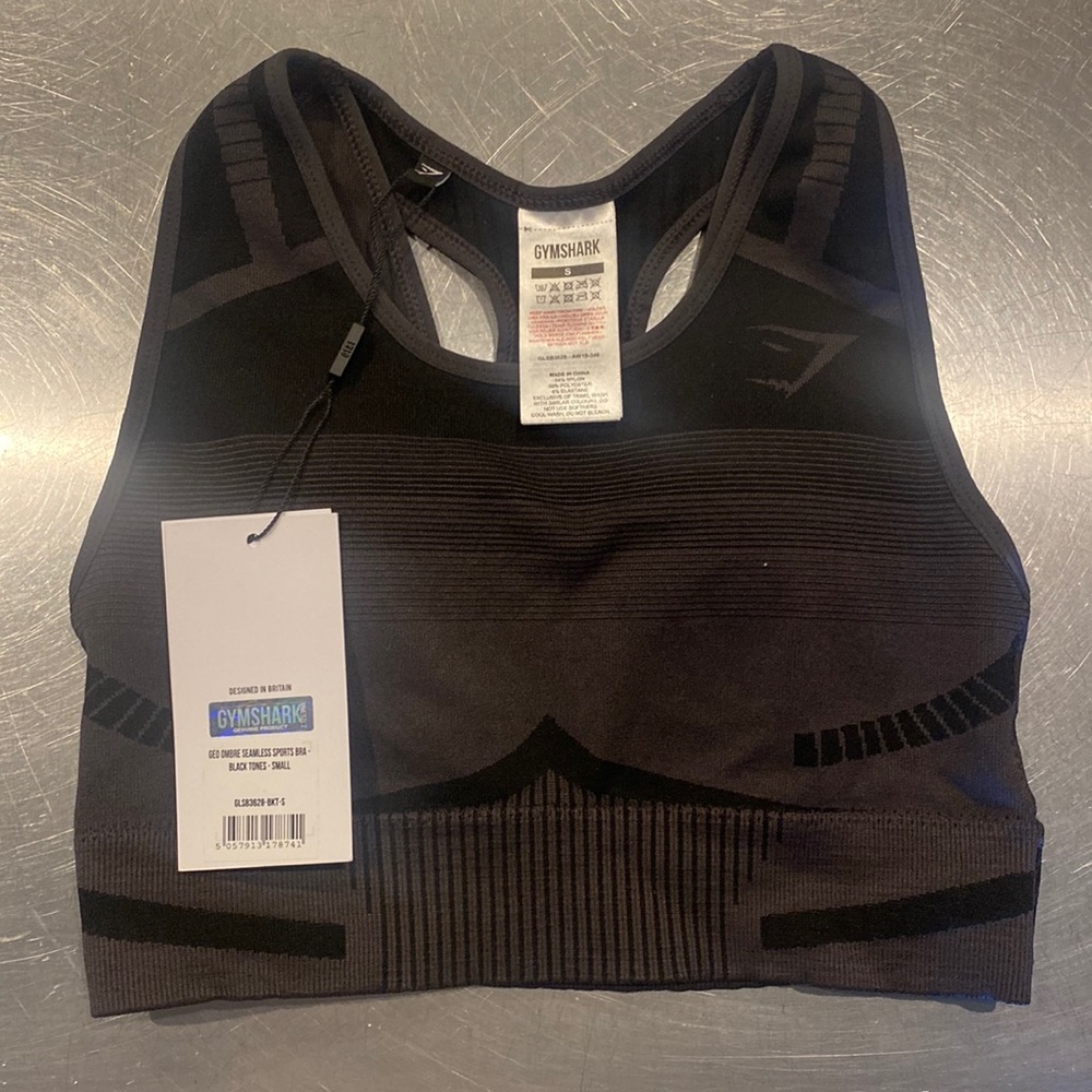 Gymshark Geo Ombré Seamless Sports Bra - Black Tones - Small